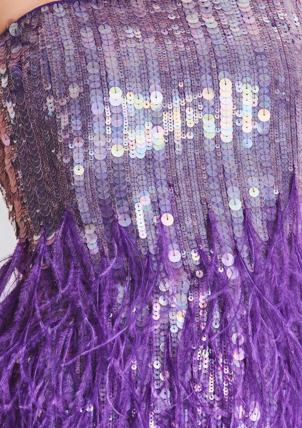 Retrofête Anastasia Sequin Feather Dress Retrofête