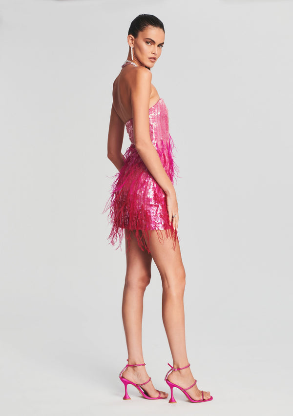 Retrofête Anastasia Sequin Feather Dress Retrofête