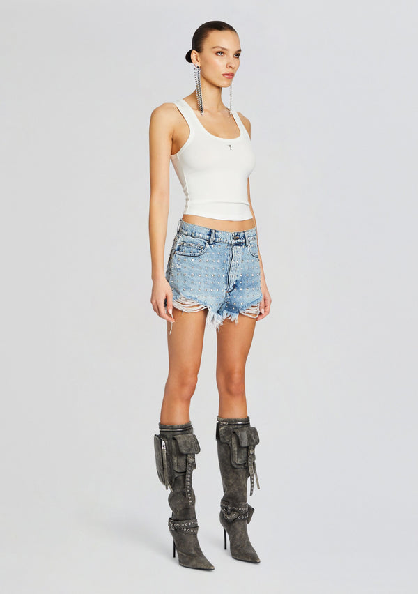 Retrofête Angel Embellished Denim Short Retrofête