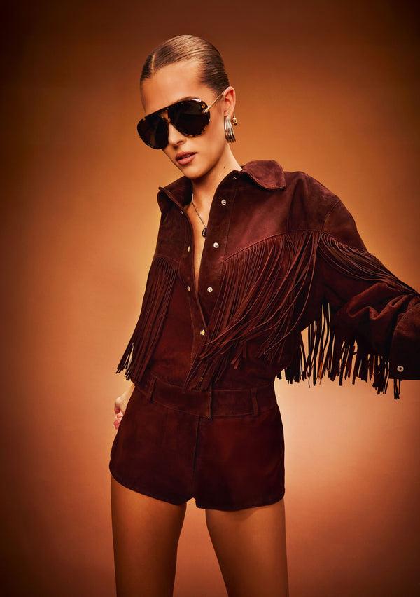 Retrofête Araminta Suede Leather Romper Retrofête