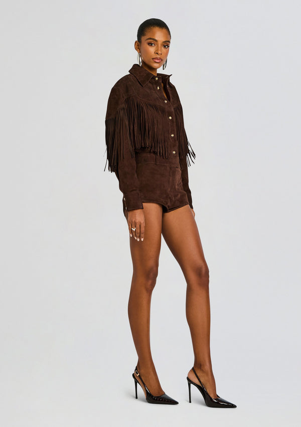 Retrofête Araminta Suede Leather Romper Retrofête