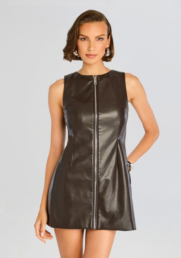Retrofête Aria Vegan Leather Mini Dress SEROYA