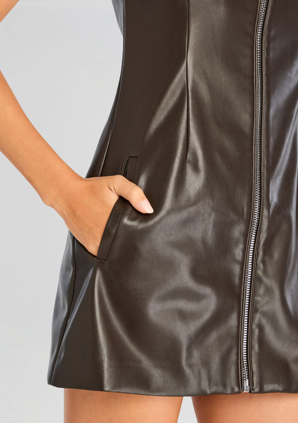 Retrofête Aria Vegan Leather Mini Dress SEROYA