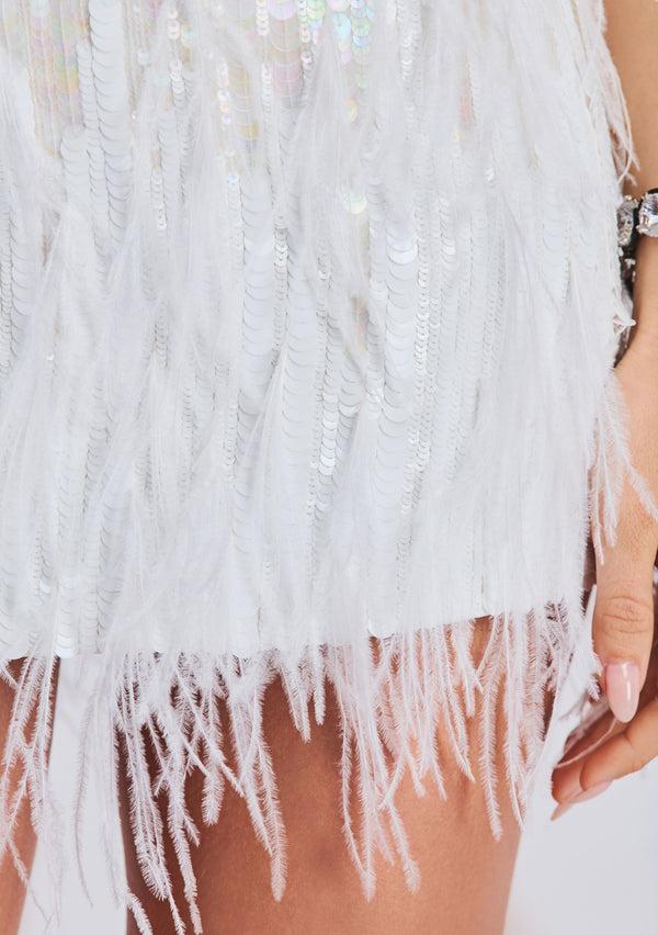 Retrofête Athana Sequin Feather Skirt Retrofête