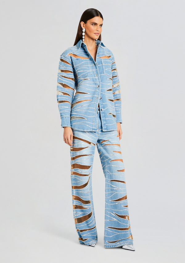 Retrofête Avani Embellished Denim Shirt Retrofête
