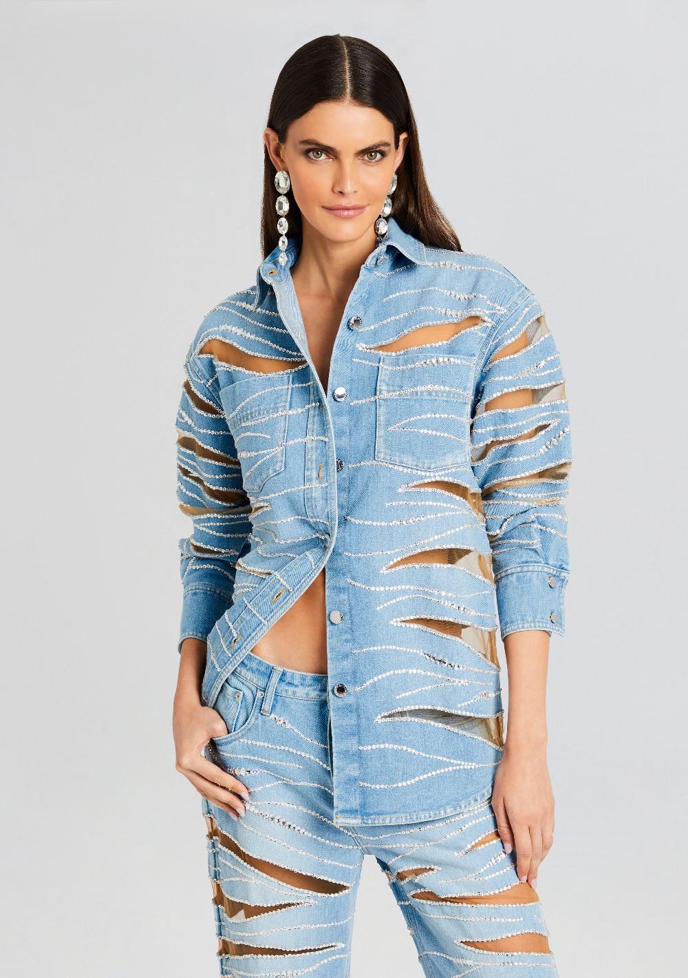 retrofête Avani Embellished Denim Shirt retrofête