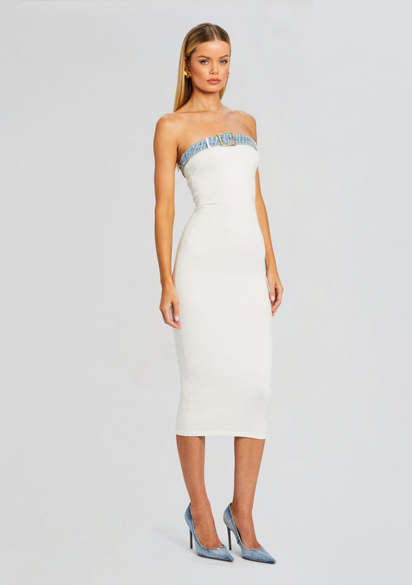 Retrofête Blanche Knit Denim Dress SEROYA