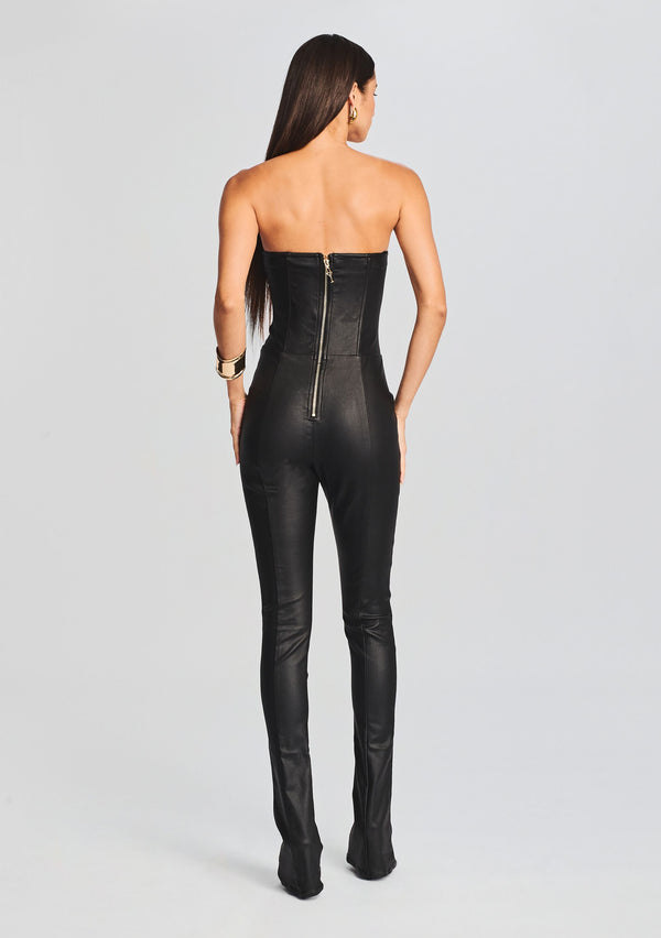 Retrofête Brinley Coated Denim Jumpsuit Retrofête