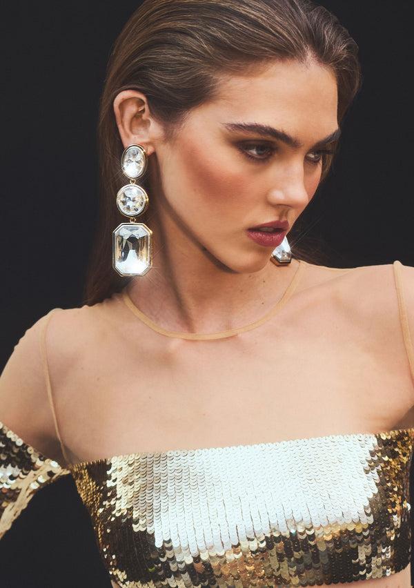 Retrofête Camille Gemstone Drop Earrings Retrofête