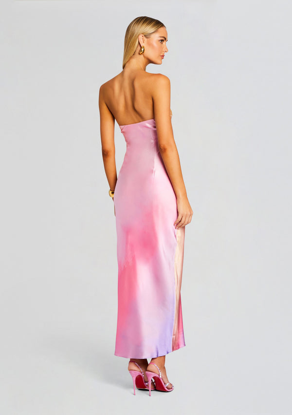 Retrofête Cerith Silk Strapless Midi Dress SEROYA
