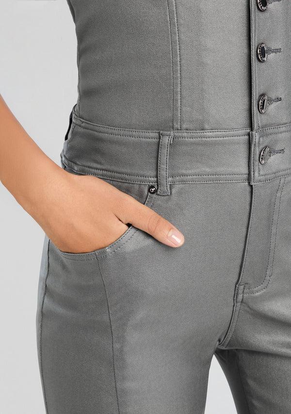 Retrofête Cynthia Coated Denim Jumpsuit Retrofête