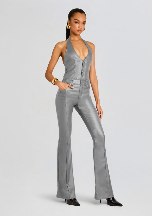 Retrofête Cynthia Coated Denim Jumpsuit Retrofête