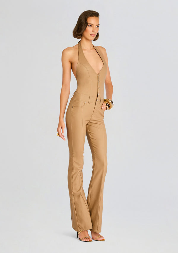 Retrofête Cynthia Coated Denim Jumpsuit Retrofête