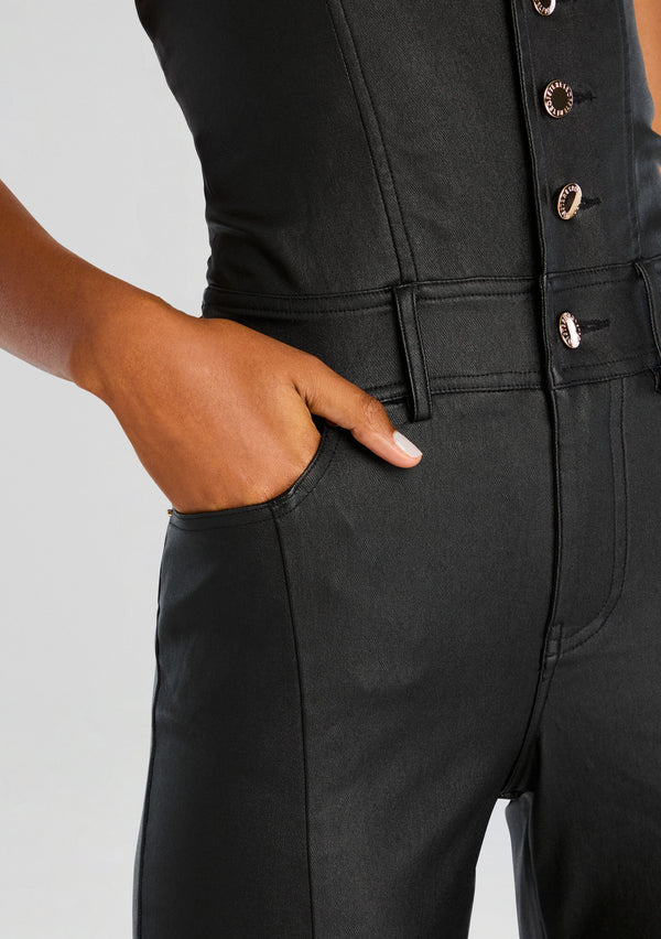 Retrofête Cynthia Coated Denim Jumpsuit Retrofête