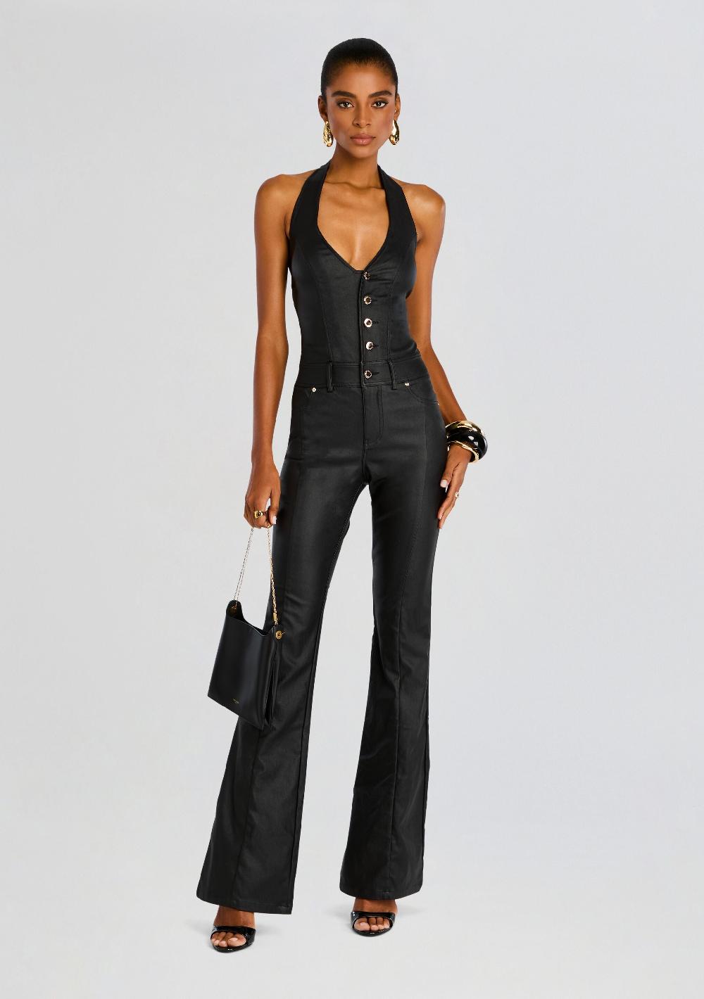 retrofête Cynthia Coated Denim Jumpsuit retrofête