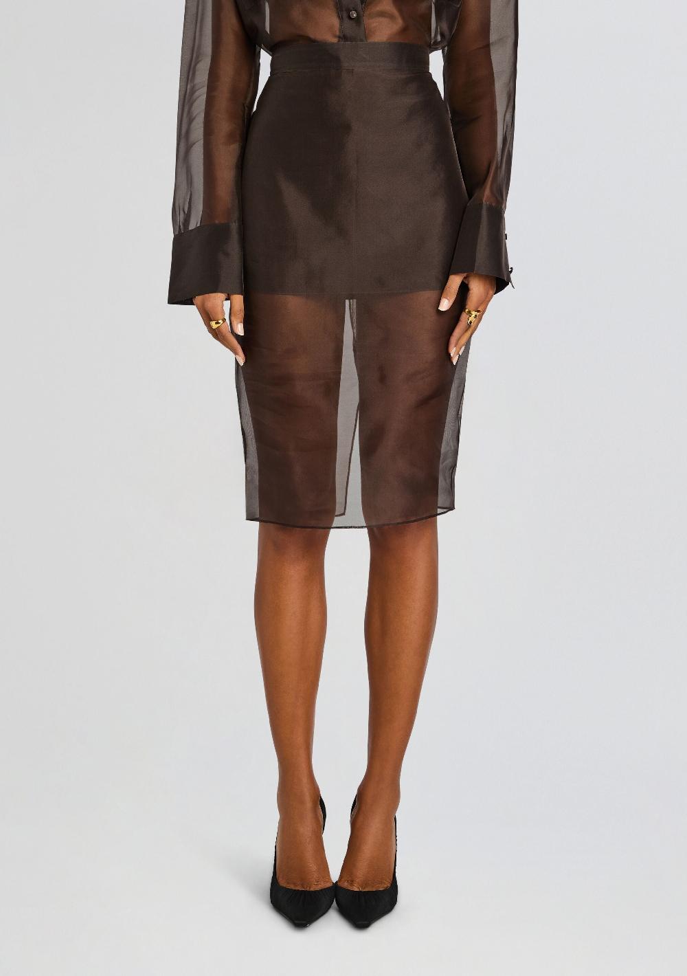 retrofête Elda Silk Midi Skirt SEROYA