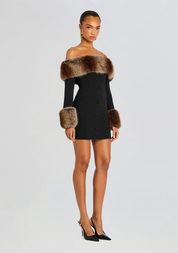 Retrofête Elspeth Faux Fur Dress Retrofête
