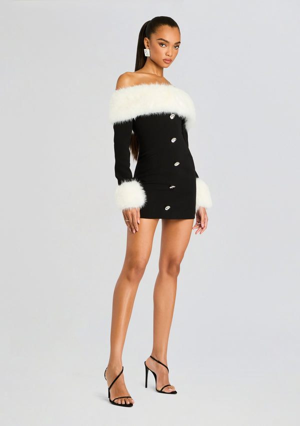 Retrofête Elspeth Faux Fur Dress Retrofête