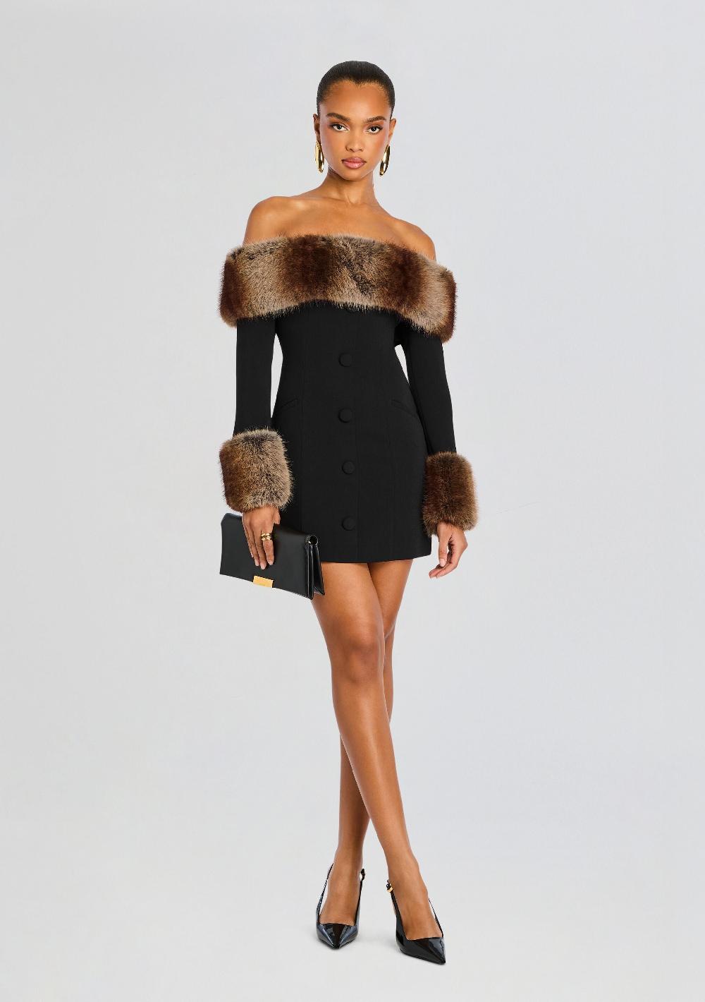 retrofête Elspeth Faux Fur Dress retrofête