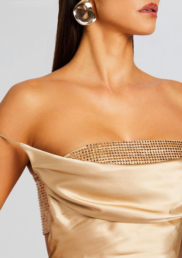 Retrofête Emery Embellished Silk Dress Retrofête