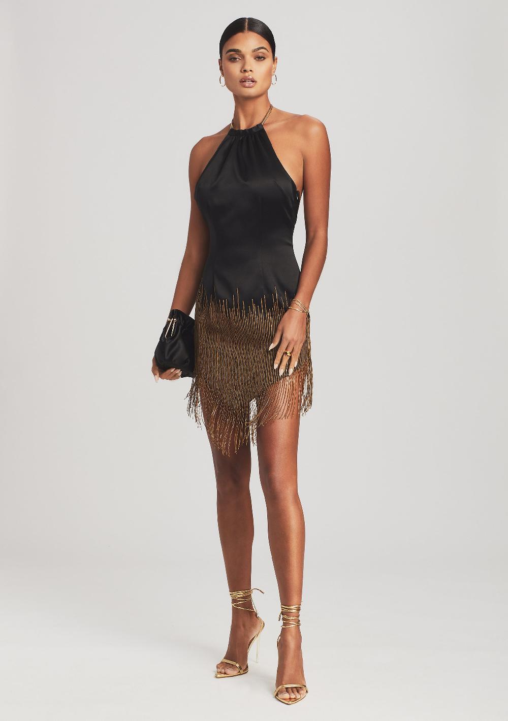 retrofête Eos Embellished Fringe Dress retrofête