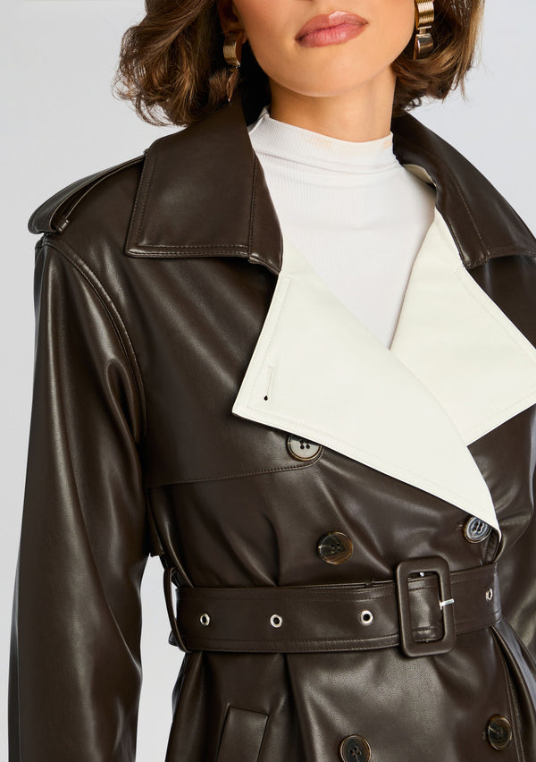 Retrofête Estelle Vegan Leather Trench Coat SEROYA