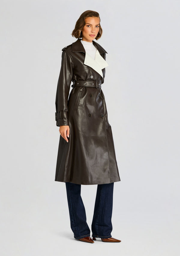 Retrofête Estelle Vegan Leather Trench Coat SEROYA