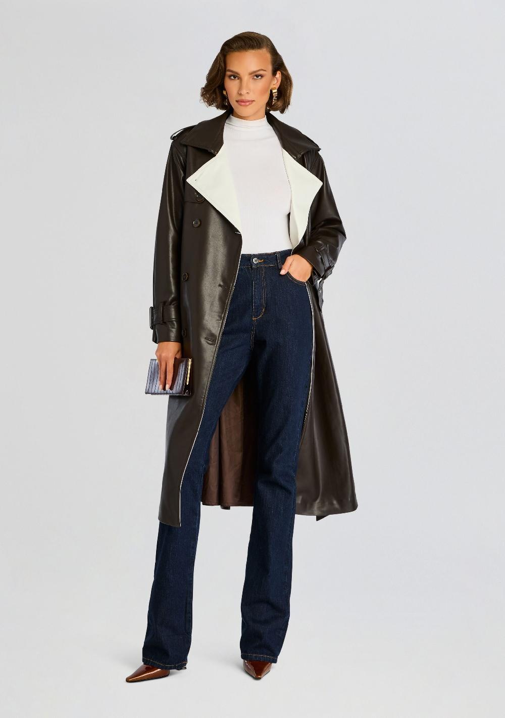 retrofête Estelle Vegan Leather Trench Coat SEROYA