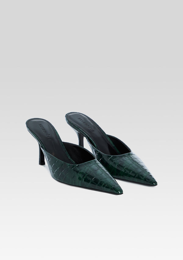 Retrofête Francesca Leather Kitten Mule Retrofête