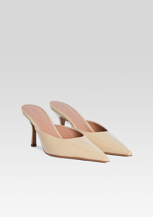 Retrofête Francesca Leather Kitten Mule Retrofête