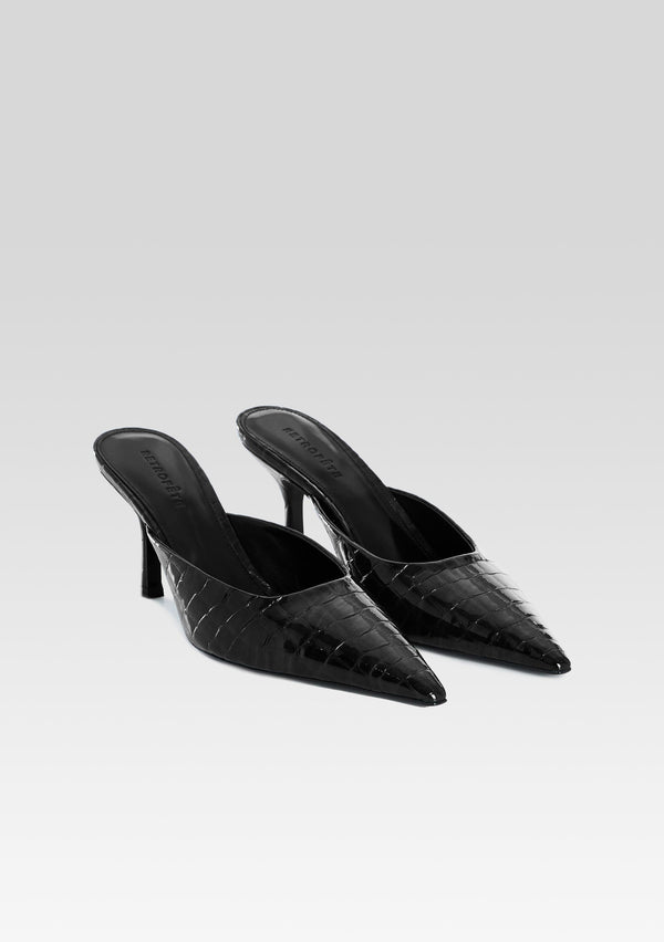 Retrofête Francesca Leather Kitten Mule Retrofête