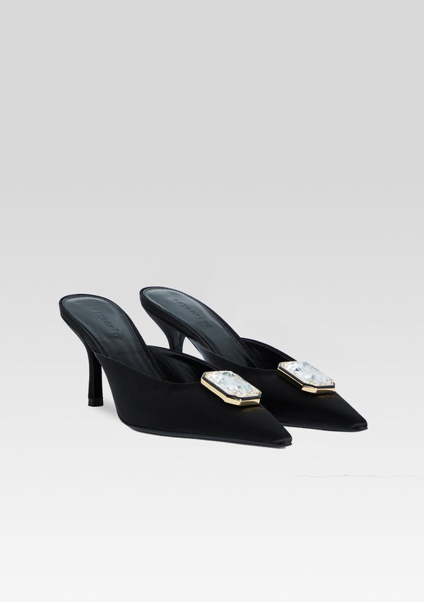 Retrofête Francesca Satin Kitten Mule Retrofête