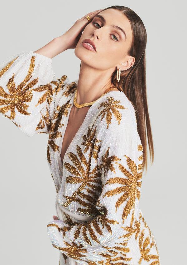 Retrofête Gabrielle Sequin Palm Robe Retrofête