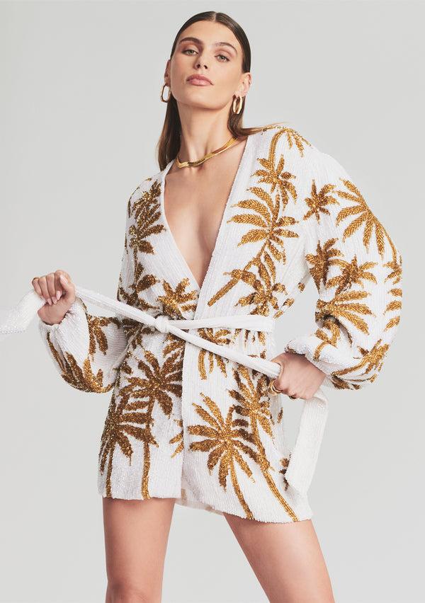 Retrofête Gabrielle Sequin Palm Robe Retrofête