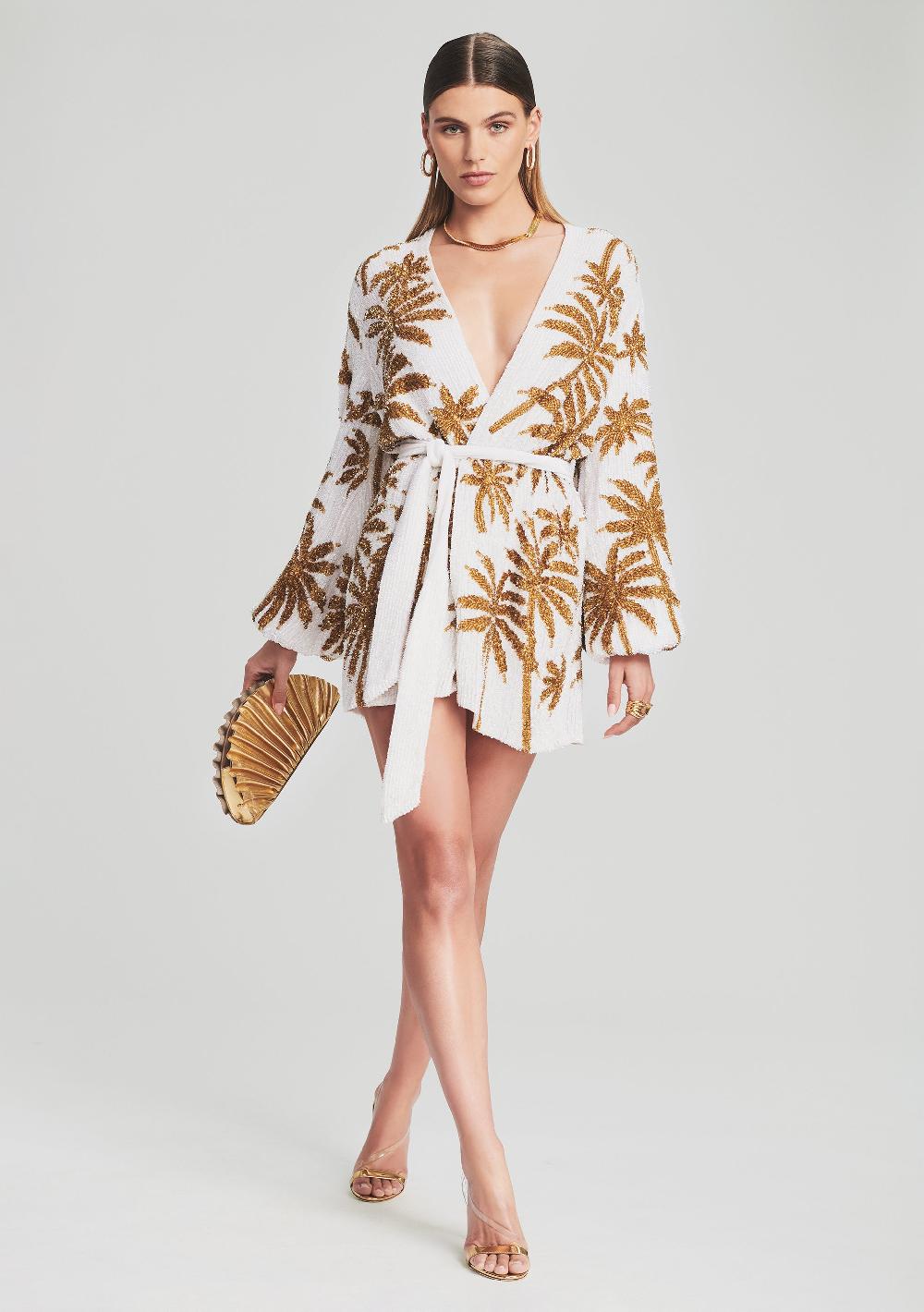 retrofête Gabrielle Sequin Palm Robe retrofête