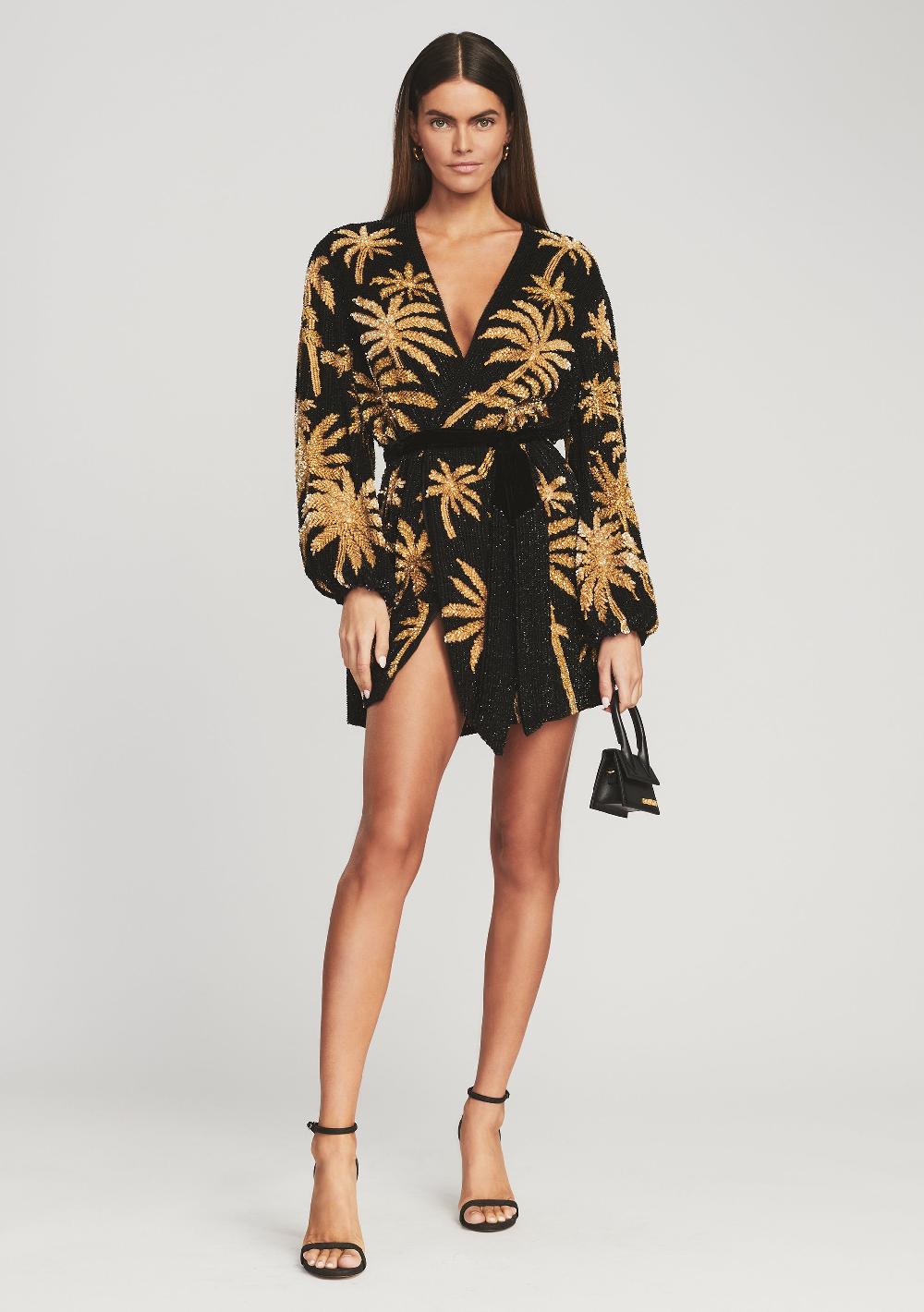retrofête Gabrielle Sequin Palm Robe retrofête
