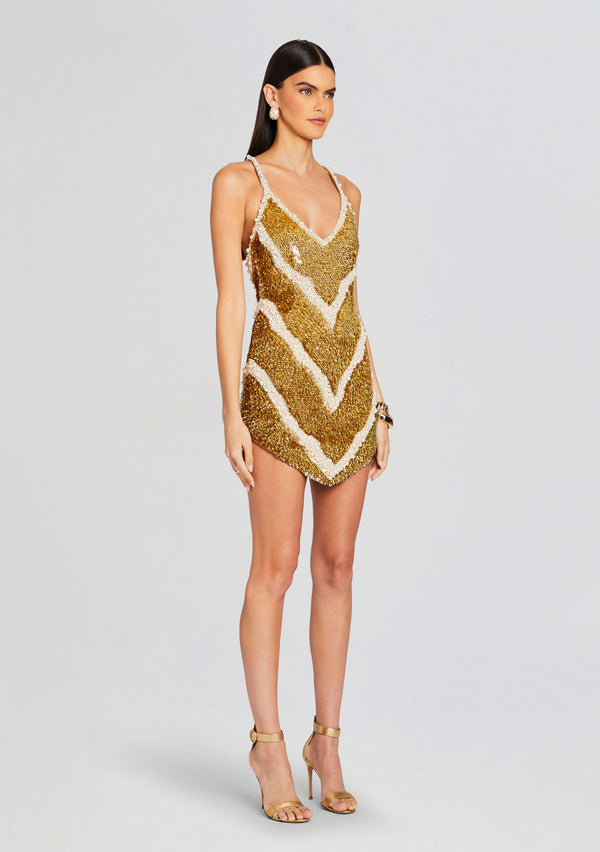Retrofête Inessa Feather Sequin Dress Retrofête