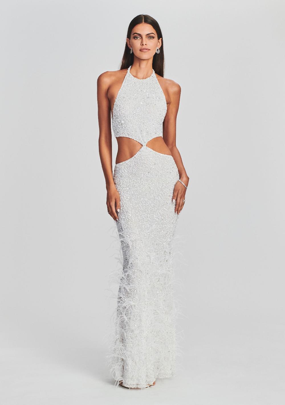 retrofête Katerina Sequin Feather Dress retrofête