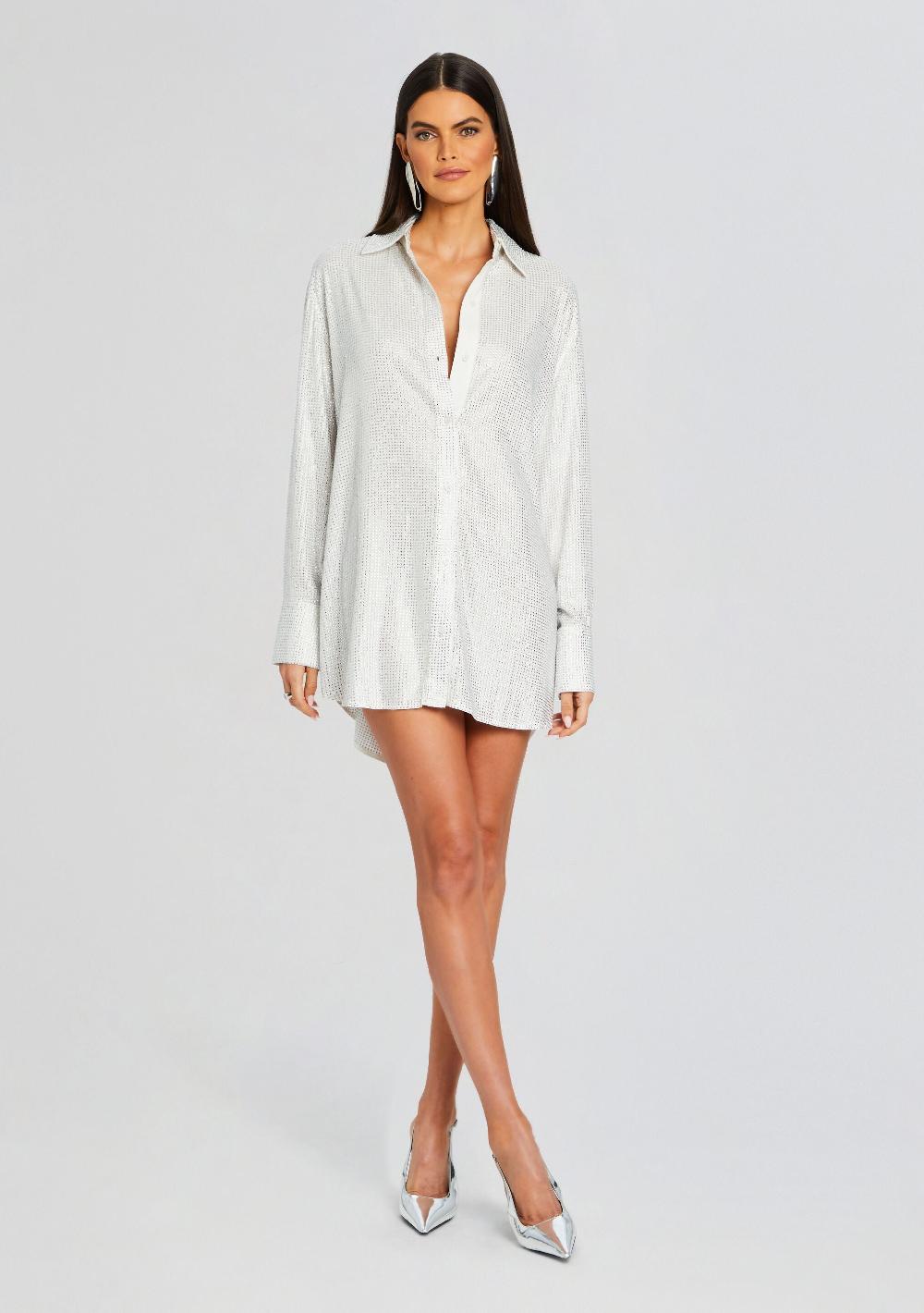 retrofête Maddox Embellished Shirt Dress retrofête