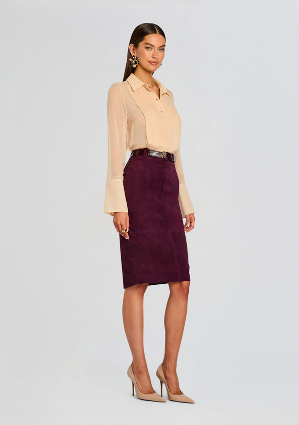 Retrofête Marcella Suede Leather Skirt Retrofête