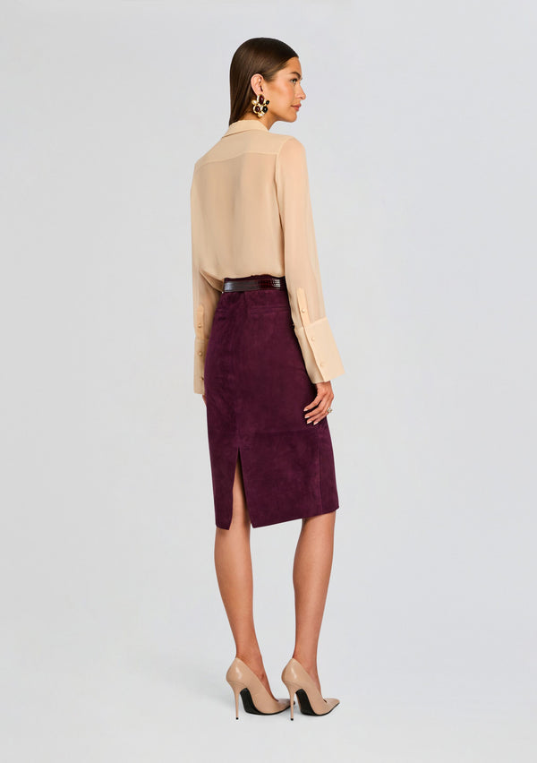 Retrofête Marcella Suede Leather Skirt Retrofête