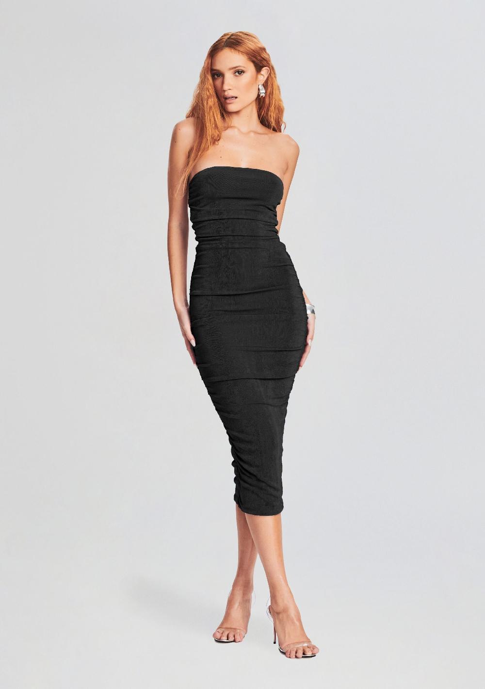 retrofête Martha Strapless Midi Dress SEROYA