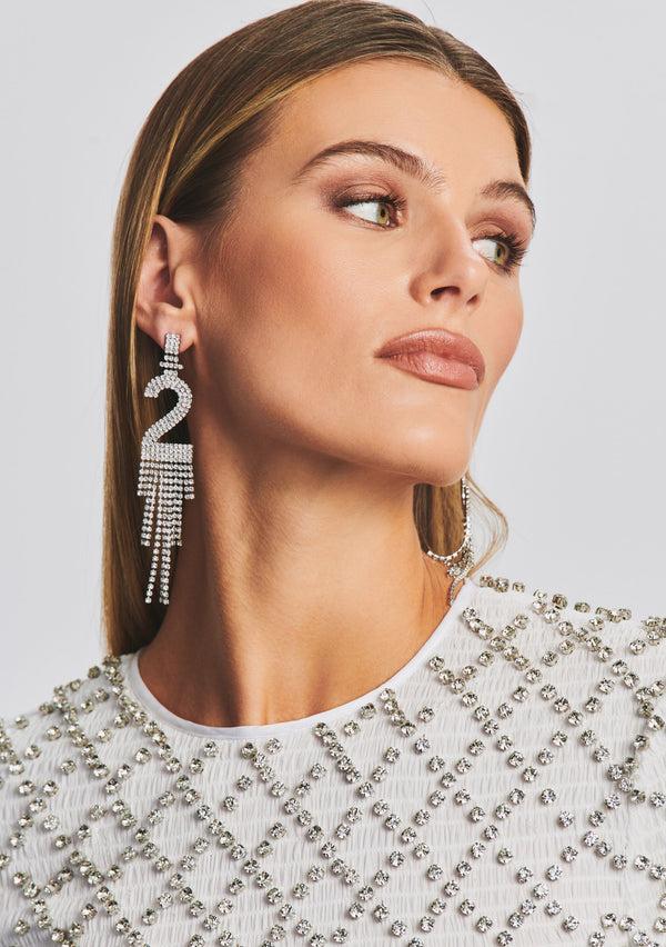 Retrofête Number Rhinestone Earring Retrofête