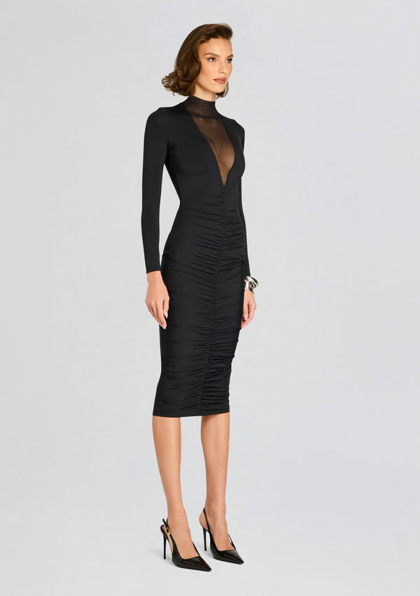Retrofête Priyanka Mesh V-Cut Midi Dress SEROYA