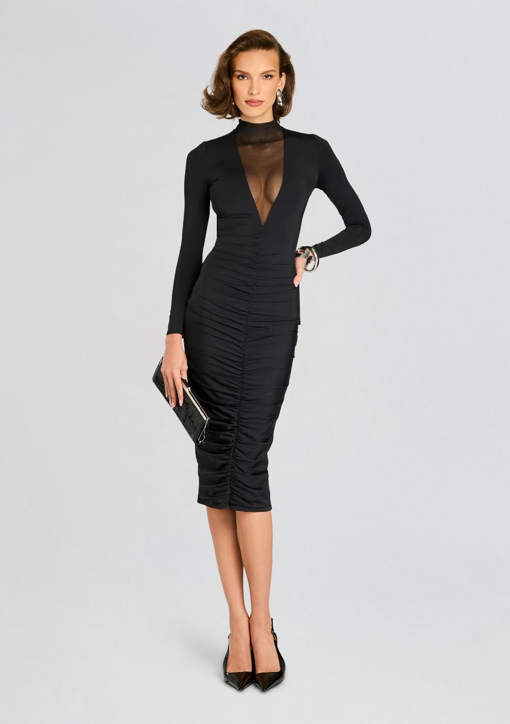 retrofête Priyanka Mesh V-Cut Midi Dress SEROYA