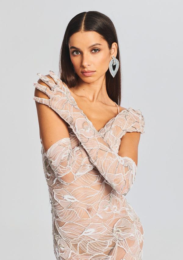 Retrofête Royce Embellished Lace Gloves Retrofête