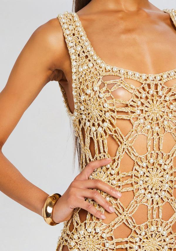 Retrofête Saffron Knit Crochet Dress Retrofête