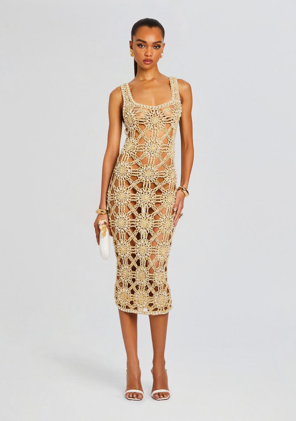 retrofête Saffron Knit Crochet Dress retrofête