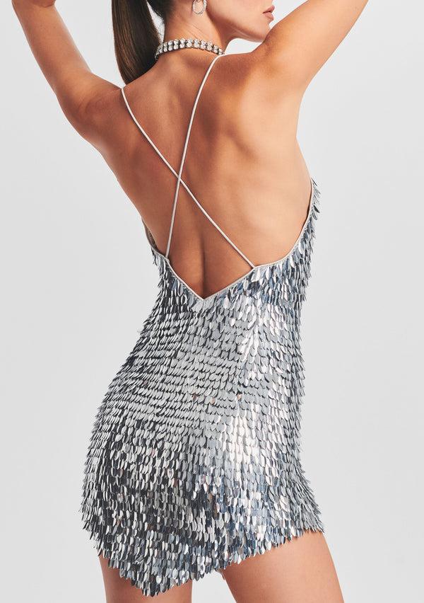 Retrofête Sirena Feather Sequin Dress Retrofête