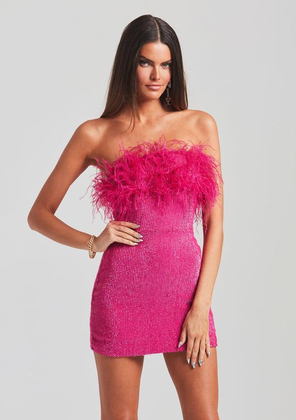 Retrofête Torin Sequin Feather Dress Retrofête